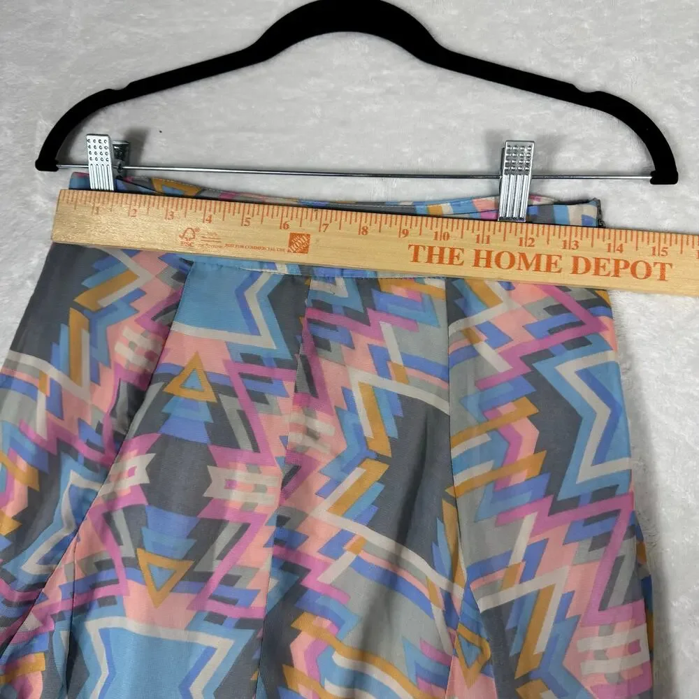 Show Me Your Mumu Maxi Skirt Women's Medium Geometric Design Multicolor side Zip